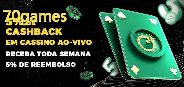 Promoções do cassino ao Vivo 70games